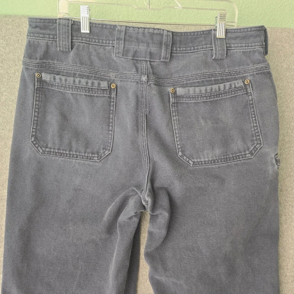 Duluth Trading Fire Hose Carpenter Pants‎ Mens 38x32 Gray Cotton Canvas Workwear
